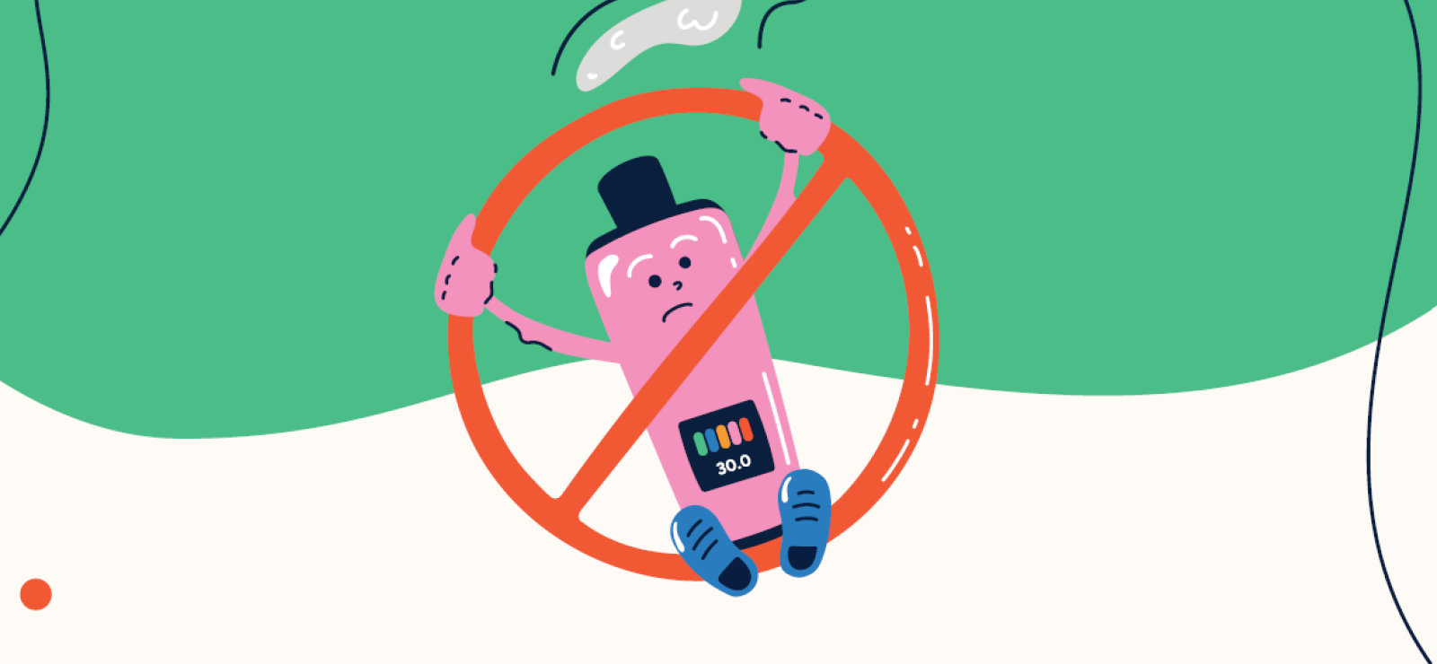 Verbodsbord over een vape